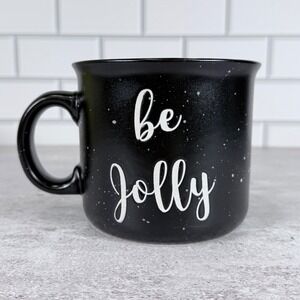 Peppermint & Pine Be Jolly Coffee Mug Black Speckled Red Buffalo Plaid Interior